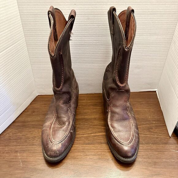 Double H Men Brown Work Western Boots Pull-On Rugged Style Sz 9 D Rubber Botton - Picture 1 of 11